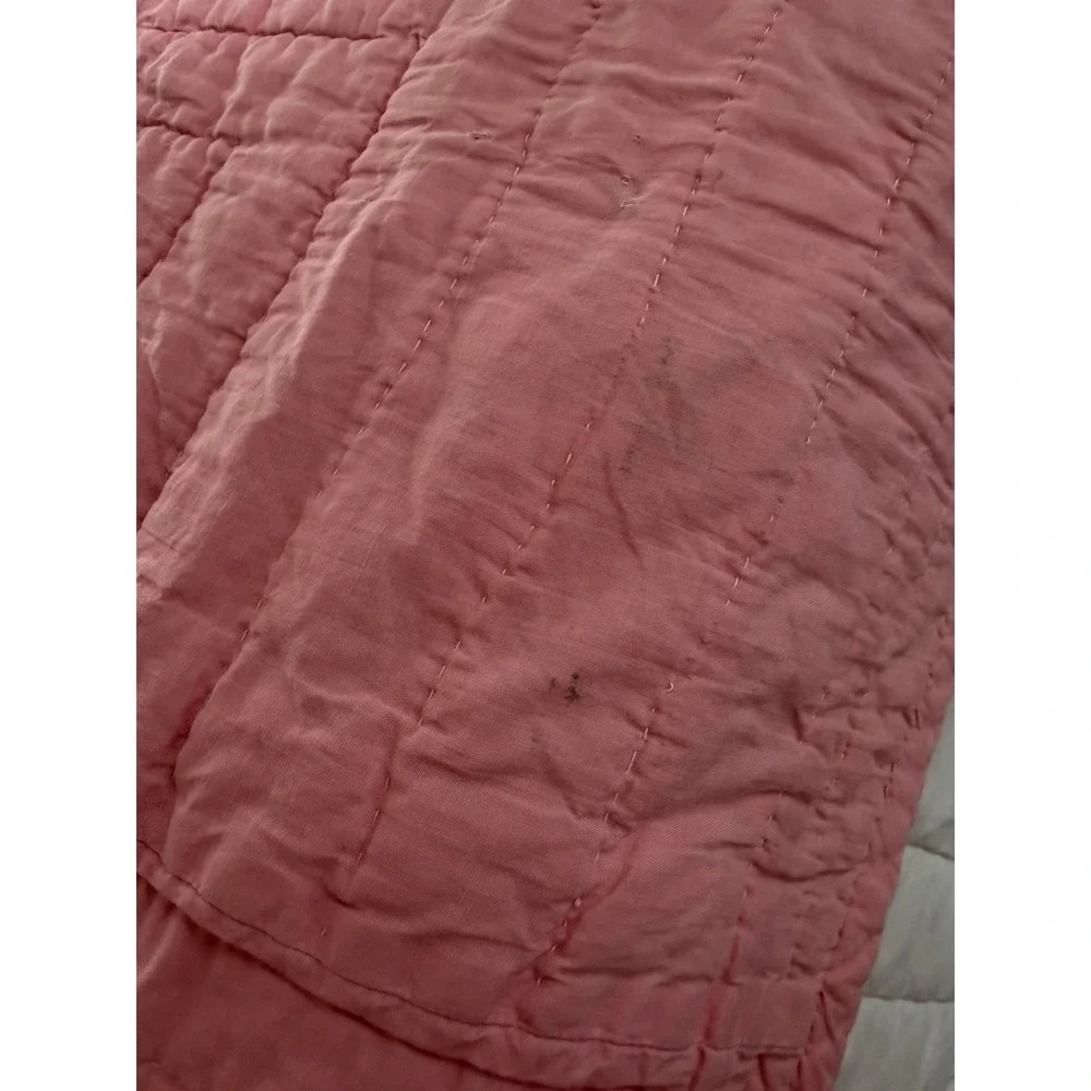 Vintage Hand Quilted Pinwheel Star Quilt 78x90 Handmade Feedsack c.1940s